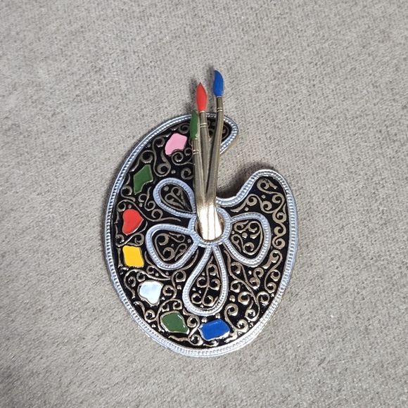 Spain Damascene 2-Tone Metallic Colorful Damascene Artists Painting Brooch - Picture 16 of 17